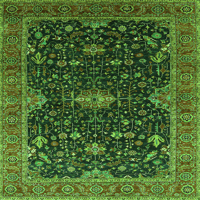 Square Oriental Green Traditional Rug, urb2014grn