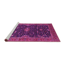 Sideview of Machine Washable Oriental Pink Traditional Rug, wshurb2014pnk