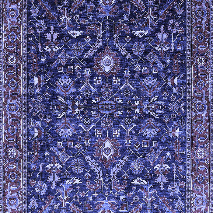 Machine Washable Oriental Blue Industrial Rug, wshurb2015blu