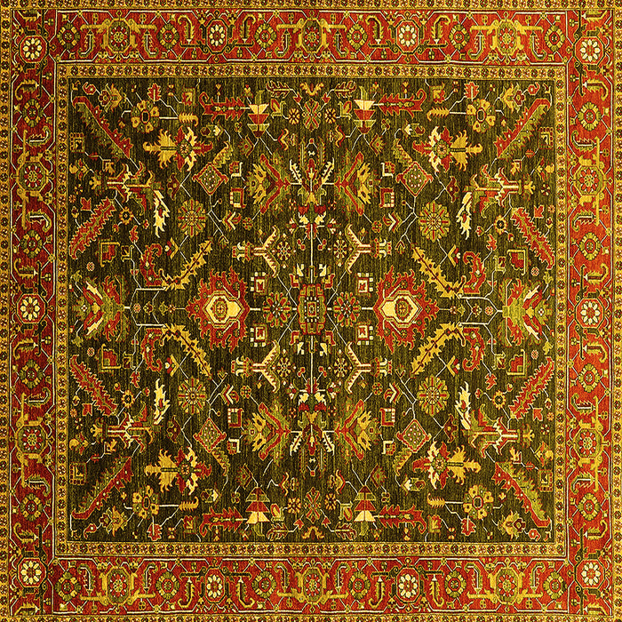 Square Machine Washable Oriental Yellow Industrial Rug, wshurb2015yw