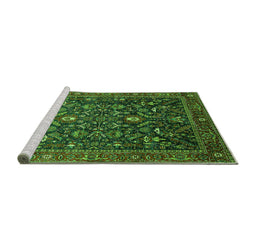 Sideview of Machine Washable Oriental Green Industrial Area Rugs, wshurb2015grn
