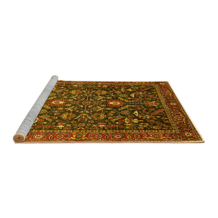 Sideview of Machine Washable Oriental Yellow Industrial Rug, wshurb2015yw