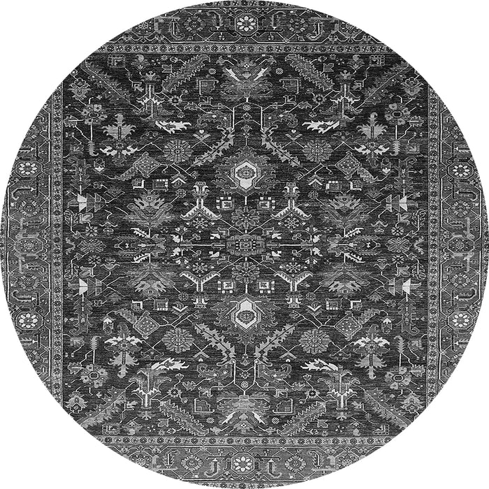 Round Machine Washable Oriental Gray Industrial Rug, wshurb2015gry