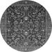 Round Machine Washable Oriental Gray Industrial Rug, wshurb2015gry