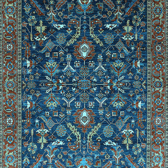 Machine Washable Oriental Light Blue Industrial Rug, wshurb2015lblu