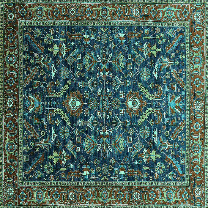 Square Machine Washable Oriental Turquoise Industrial Area Rugs, wshurb2015turq
