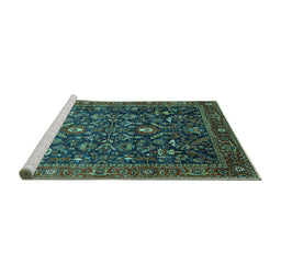 Sideview of Machine Washable Oriental Turquoise Industrial Area Rugs, wshurb2015turq