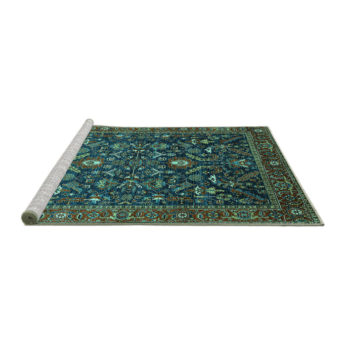 Sideview of Machine Washable Oriental Turquoise Industrial Area Rugs, wshurb2015turq