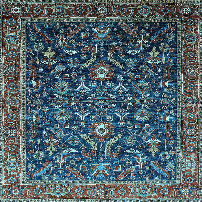 Square Machine Washable Oriental Light Blue Industrial Rug, wshurb2015lblu