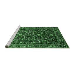 Sideview of Machine Washable Oriental Emerald Green Industrial Area Rugs, wshurb2015emgrn