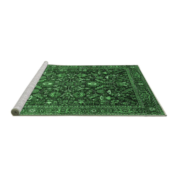 Sideview of Machine Washable Oriental Emerald Green Industrial Area Rugs, wshurb2015emgrn