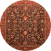 Round Machine Washable Oriental Orange Industrial Area Rugs, wshurb2015org