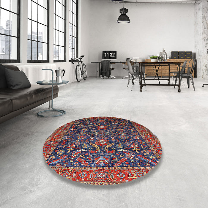 Round Machine Washable Industrial Modern Rose Dust Purple Rug in a Office, wshurb2015