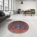 Round Machine Washable Industrial Modern Rose Dust Purple Rug in a Office, wshurb2015