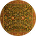 Round Oriental Yellow Industrial Rug, urb2015yw