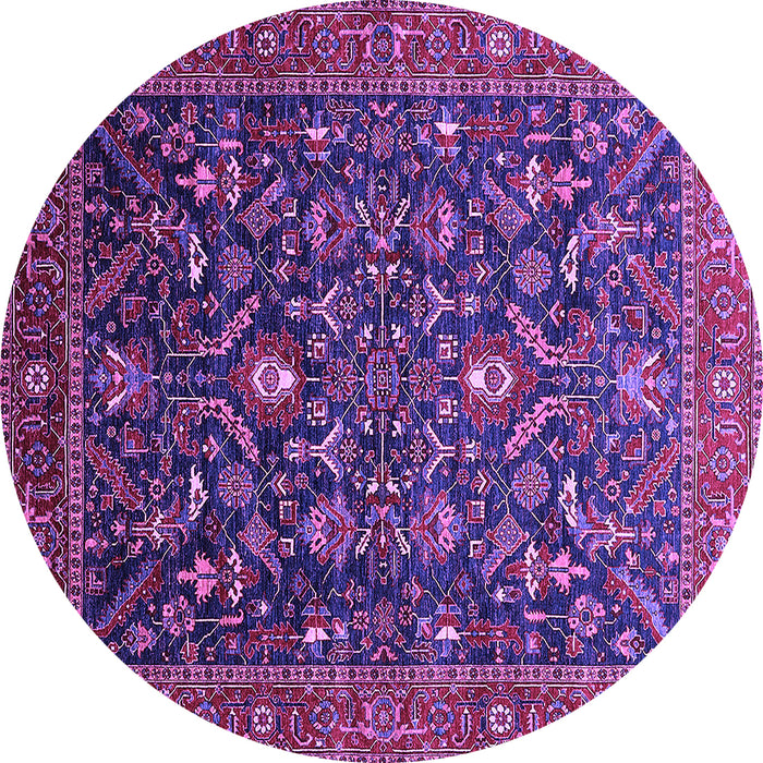 Round Machine Washable Oriental Purple Industrial Area Rugs, wshurb2015pur
