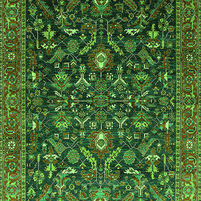 Machine Washable Oriental Green Industrial Area Rugs, wshurb2015grn