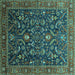 Square Oriental Turquoise Industrial Rug, urb2015turq