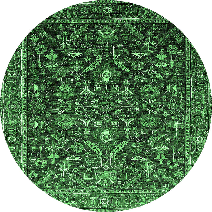 Round Oriental Emerald Green Industrial Rug, urb2015emgrn