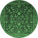 Round Oriental Emerald Green Industrial Rug, urb2015emgrn