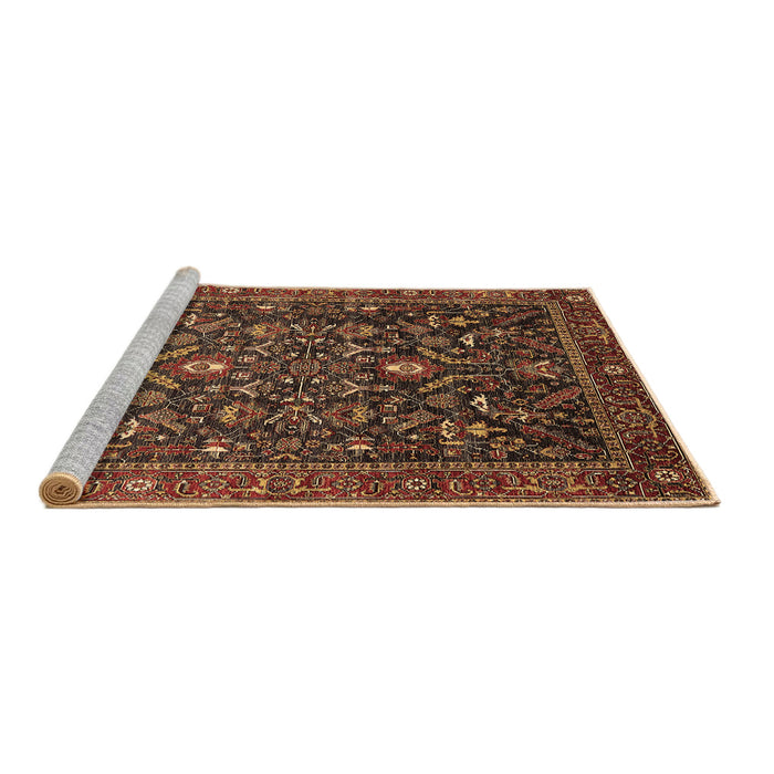 Sideview of Machine Washable Oriental Brown Industrial Rug, wshurb2015brn