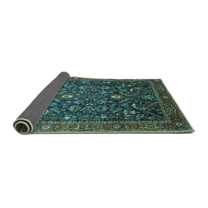 Sideview of Oriental Turquoise Industrial Rug, urb2015turq