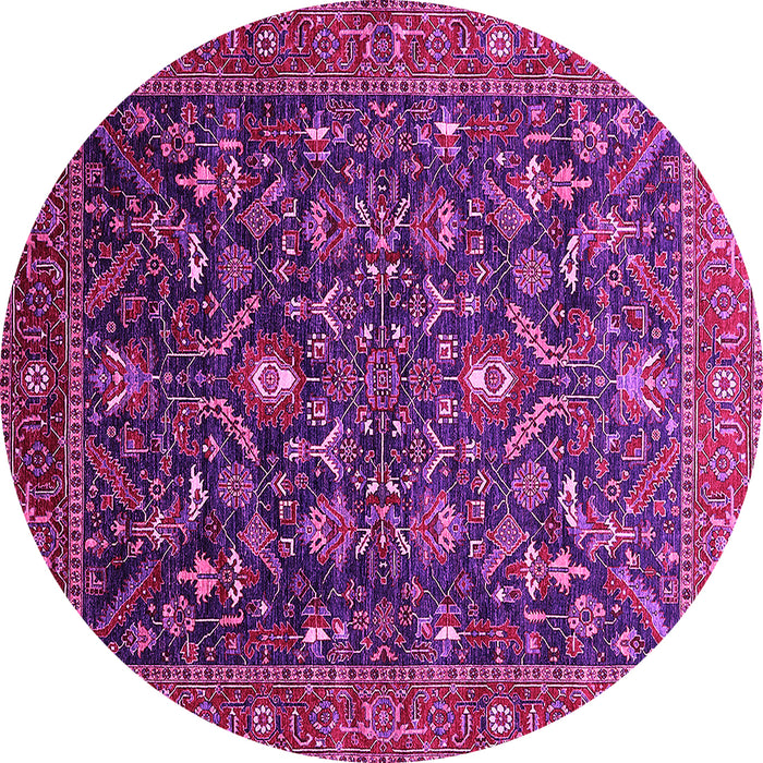 Round Machine Washable Oriental Pink Industrial Rug, wshurb2015pnk