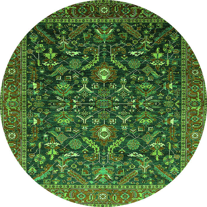 Round Oriental Green Industrial Rug, urb2015grn