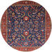 Round Mid-Century Modern Rose Purple Oriental Rug, urb2015