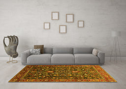 Machine Washable Oriental Yellow Industrial Rug in a Living Room, wshurb2015yw