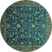 Round Oriental Turquoise Industrial Rug, urb2015turq