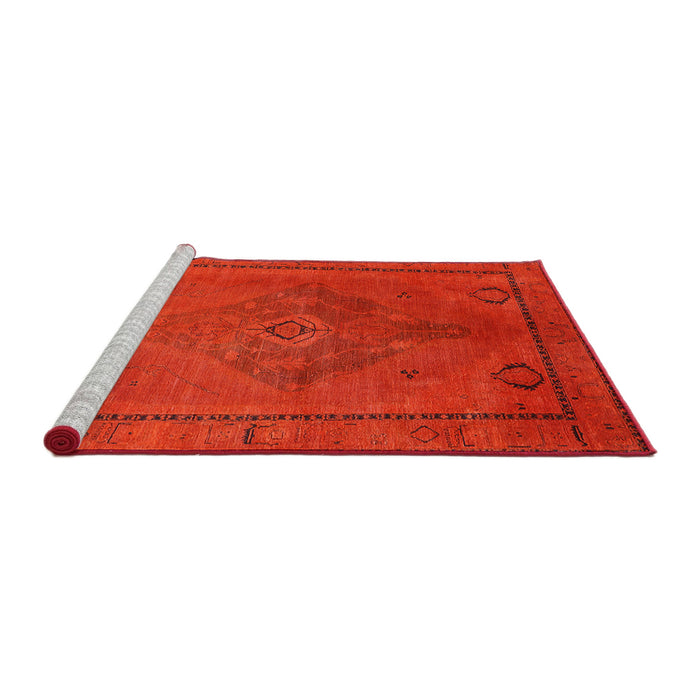 Sideview of Machine Washable Industrial Modern Red Rug, wshurb2016