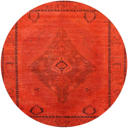 Round Machine Washable Industrial Modern Red Rug, wshurb2016