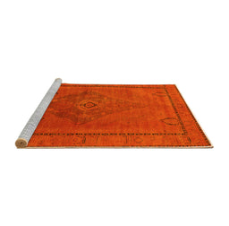 Sideview of Machine Washable Oriental Yellow Industrial Rug, wshurb2016yw
