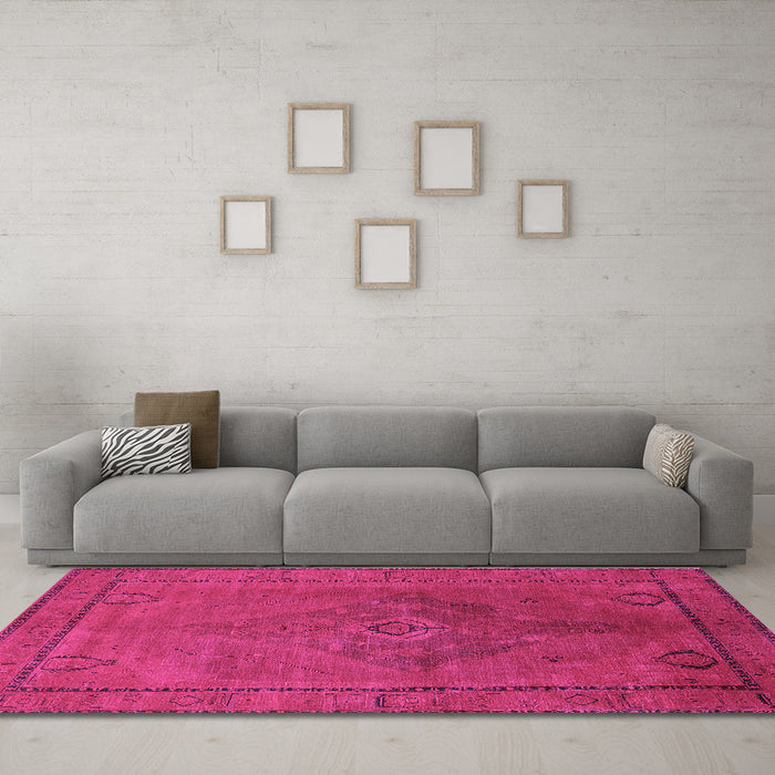 Machine Washable Oriental Purple Industrial Area Rugs in a Living Room, wshurb2016pur