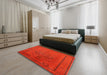 Mid-Century Modern Red Oriental Rug in a Bedroom, urb2016