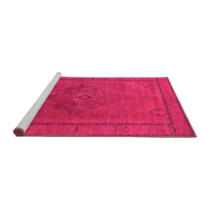 Sideview of Machine Washable Oriental Pink Industrial Rug, wshurb2016pnk