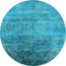 Round Oriental Light Blue Industrial Rug, urb2017lblu