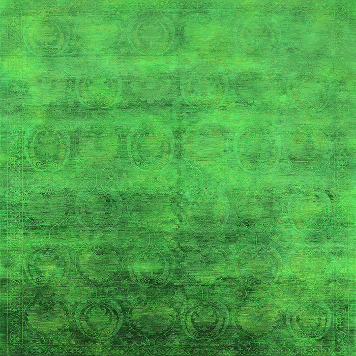 Square Machine Washable Oriental Green Industrial Area Rugs, wshurb2017grn