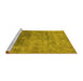 Sideview of Machine Washable Oriental Yellow Industrial Rug, wshurb2017yw