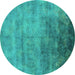 Round Oriental Turquoise Industrial Rug, urb2017turq