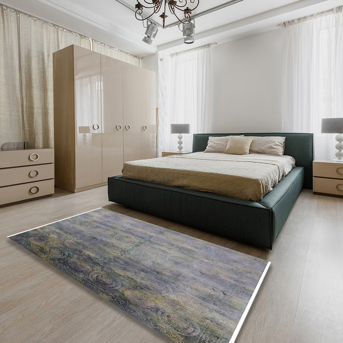 Machine Washable Industrial Modern Cloudy Gray Rug in a Bedroom, wshurb2017