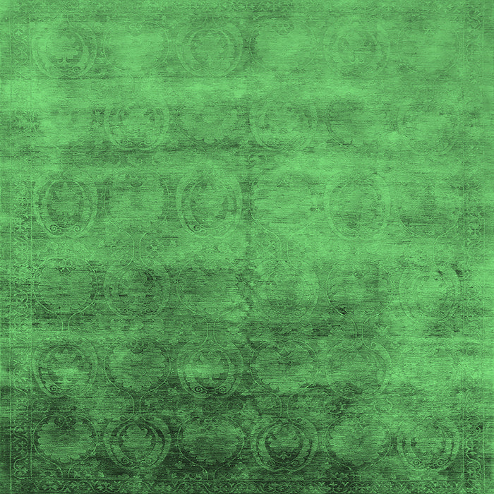 Square Machine Washable Oriental Emerald Green Industrial Area Rugs, wshurb2017emgrn