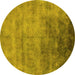 Round Oriental Yellow Industrial Rug, urb2017yw