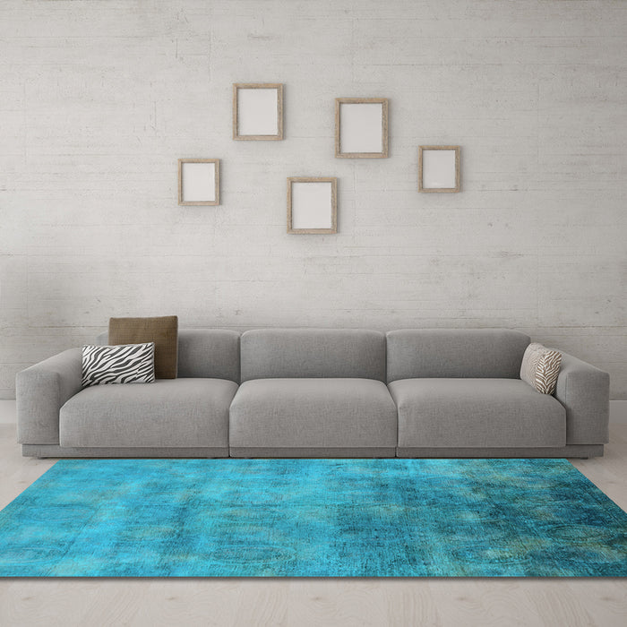 Machine Washable Oriental Light Blue Industrial Rug in a Living Room, wshurb2017lblu