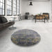 Round Machine Washable Industrial Modern Cloudy Gray Rug in a Office, wshurb2017