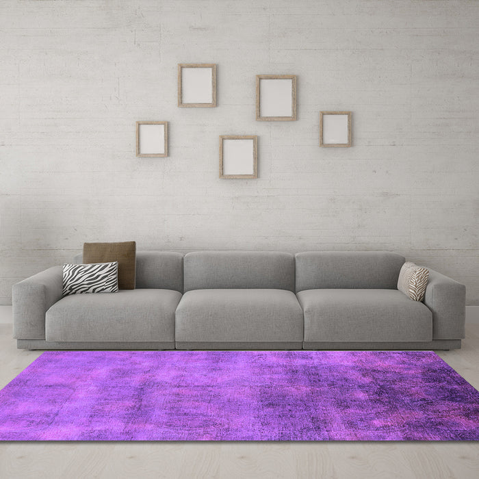 Machine Washable Oriental Purple Industrial Area Rugs in a Living Room, wshurb2017pur