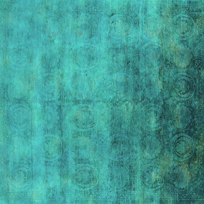 Square Machine Washable Oriental Turquoise Industrial Area Rugs, wshurb2017turq