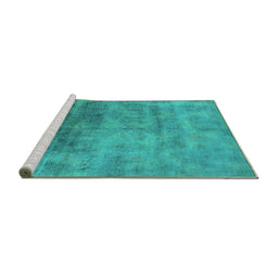 Sideview of Machine Washable Oriental Turquoise Industrial Area Rugs, wshurb2017turq