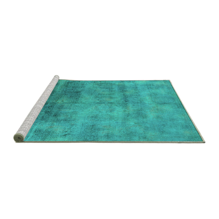 Sideview of Machine Washable Oriental Turquoise Industrial Area Rugs, wshurb2017turq